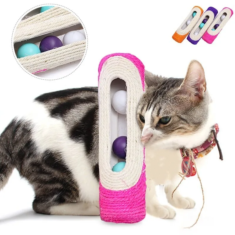 

Cat Toy for Pet Cat Kitten Kitty Toy Rolling Sisal Scratching Post with Trapped Ball Training Toys for Cat Pet Products Cat Toys