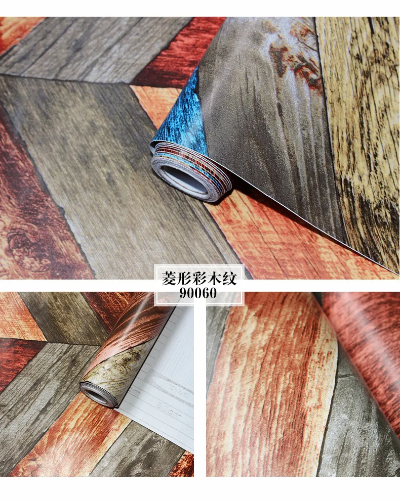 رشاقته خمر الملونة الخشب الحبوب ملصقات جدار خزانة الذاتي ورق لاصق للماء ملصقات جدار ل حائط الخلفية