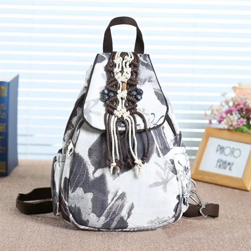 

Leisure Beading Handmade Mini Backpack Bookbag For Girls Teenage Stylish Ink Painting Women Backpacks Female Mochila Escolar