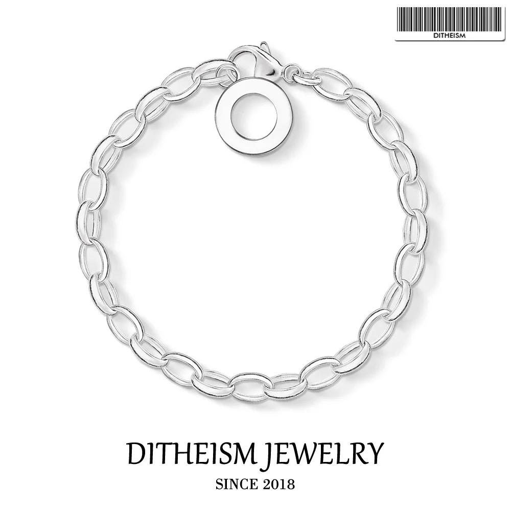 

Charm Bracelets Round with Lobster Clasp, 2018 New 925 Sterling Silver Fashion Jewelry Classic Charm Carrier Gift for Women Girl