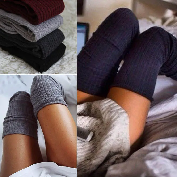 

Women Knitted Stockings 7 Colors Solid Sexy Thick and Warm Girls Stockings New Fashion