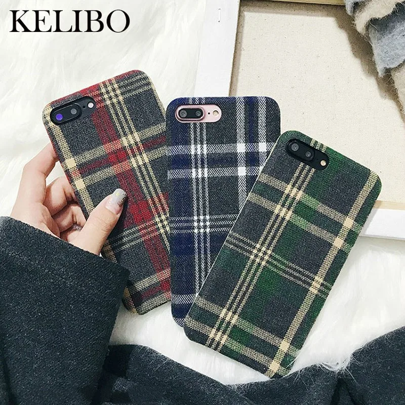 

Vintage Fabric Cloth Lattice Pattern Case for iPhone 6 6S 7 8 Plus Grid Plaid Capa Soft Cover for iPhone X XS Max XR Cases Coque