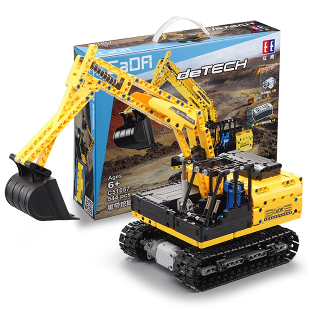 CaDA Block Kit Building Blocks Electric Intelligent Remote Control Assembly Crawler Excavator Truck Learning Toy Perfect Gifts | Игрушки и