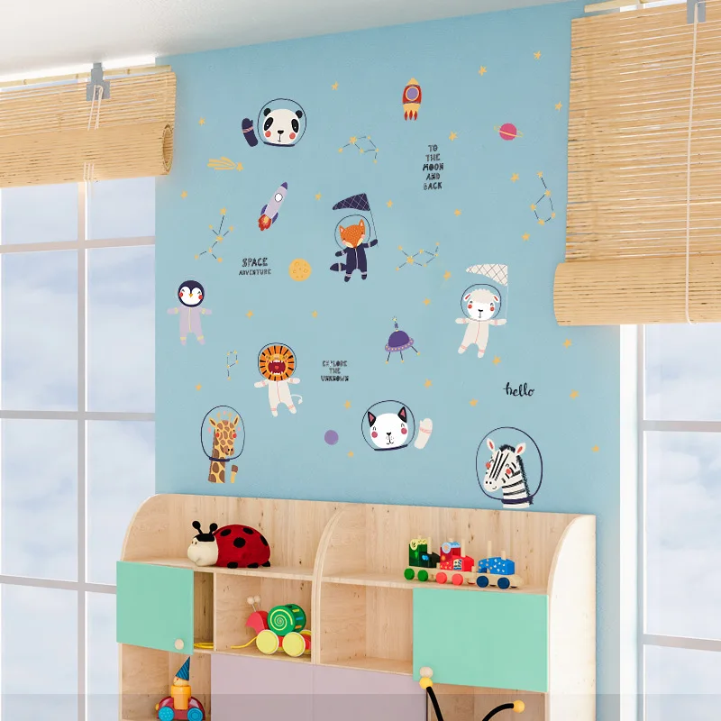  Tofok Cartoon Animal Wall Sticker Adventure Dreamers Children Room Gateway Bedroom Kindergarten Mur - 33008358963
