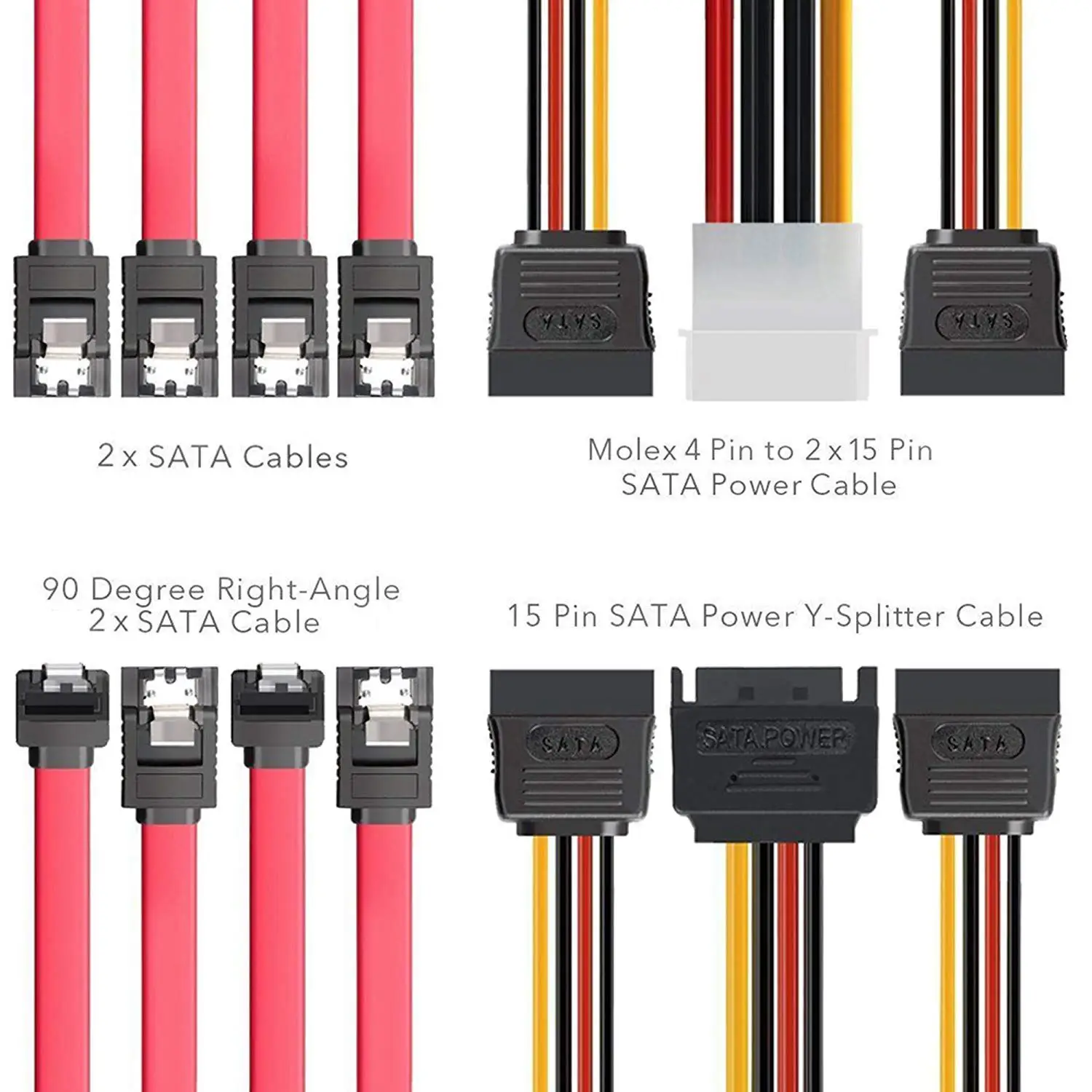 Соединительные кабели для жесткого диска SSD/SATA III (1x4 Pin к двойному 15 SATA кабель