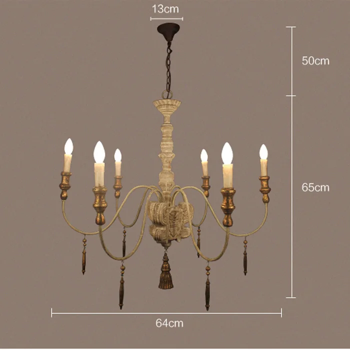 

6 Heads Retro Amercian Industrial Style Wooden Lamp Do Old Color Hotel Chandelier Light