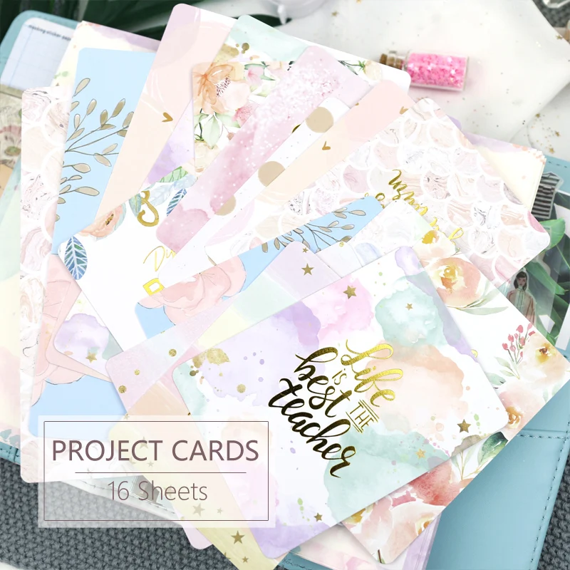 

MyPretties 16PCs Project Life Cards Memo Cards for Scrapbooking DIY Projects / Photo Album / Card Making Crafts