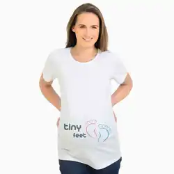 Крошечные ног печати с принтом беременная женщина футболки Marternity Костюмы Повседневная одежда Забавные футболки Блузы для беременных