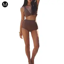 Европейский и американский стиль ретро бикини Высокая талия Купальник тонкий сексуальный Собранный горячий весенний купальный костюм удобный