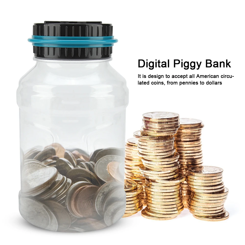 2.5L Piggy Bank Counter Coin Electronic Digital LCD Counting Coin Money Saving Box Jar Coins Storage Box For USD EURO GBP Money