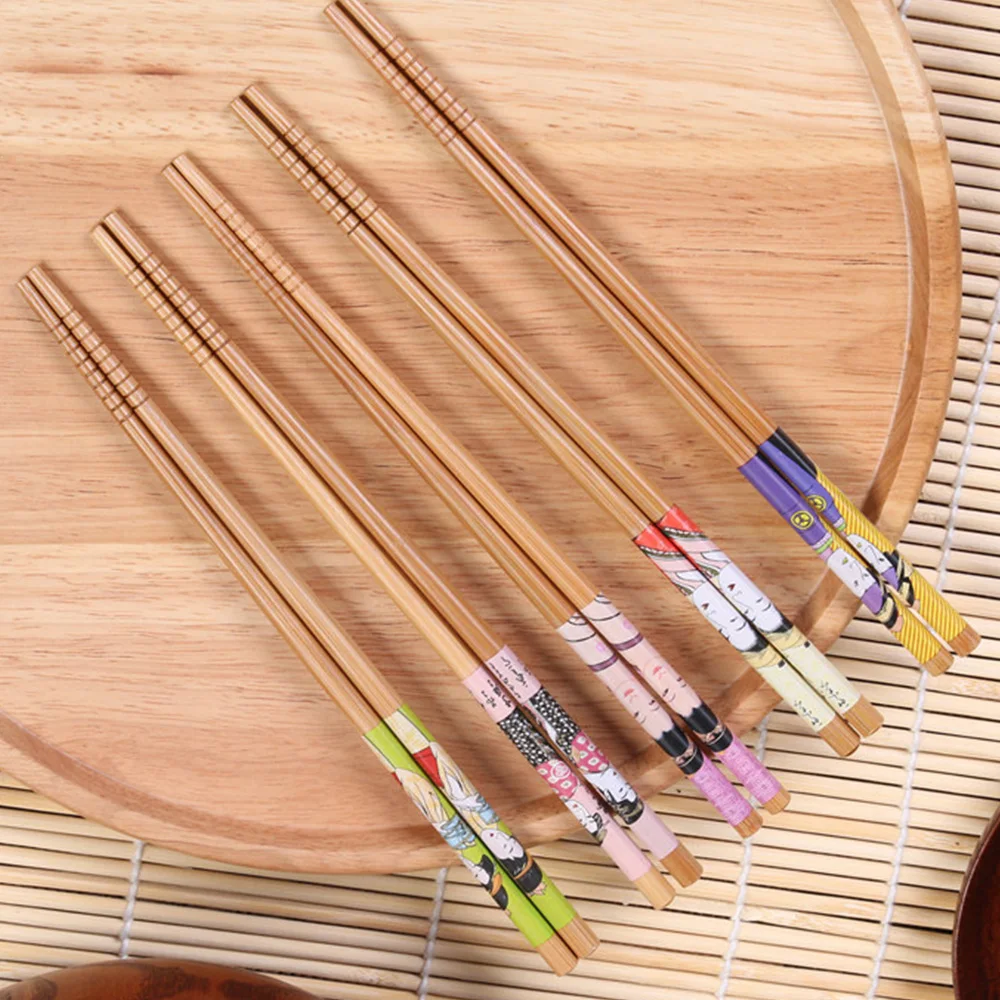 

Style Eco-friendly Printed Bamboo Chopsticks Geometric Patterns For Lovers Sisters Kids Girl