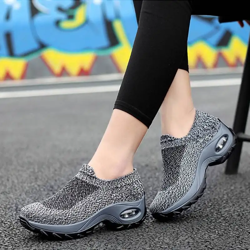 mesh cushioned running casual platform shoes