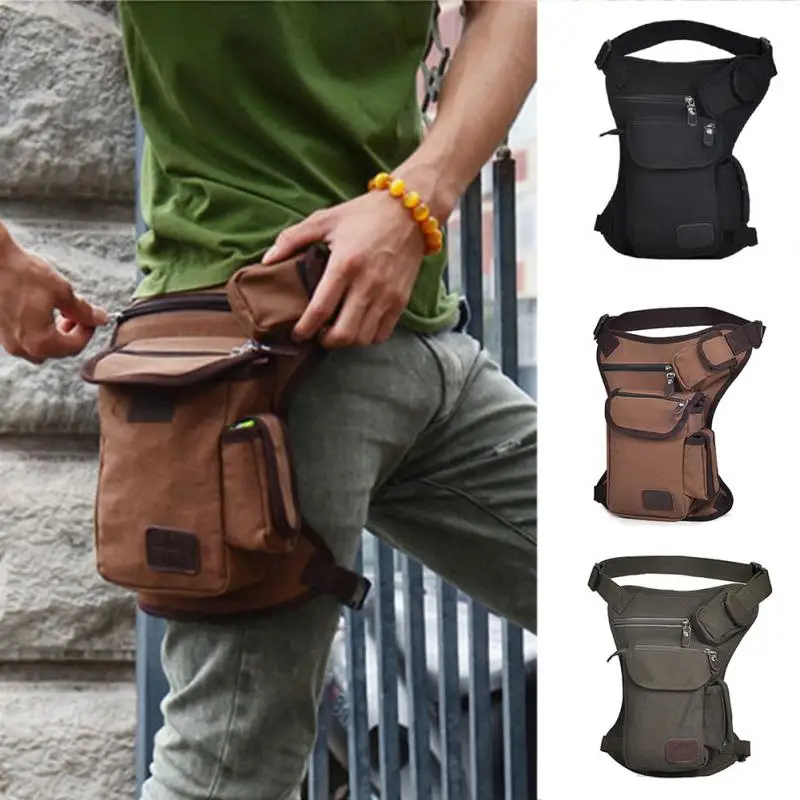 

Men Canvas Drop Leg Bag Waist Fanny Pack Belt Hip Bum Military travel Multi-purpose Messenger Shoulder Bags