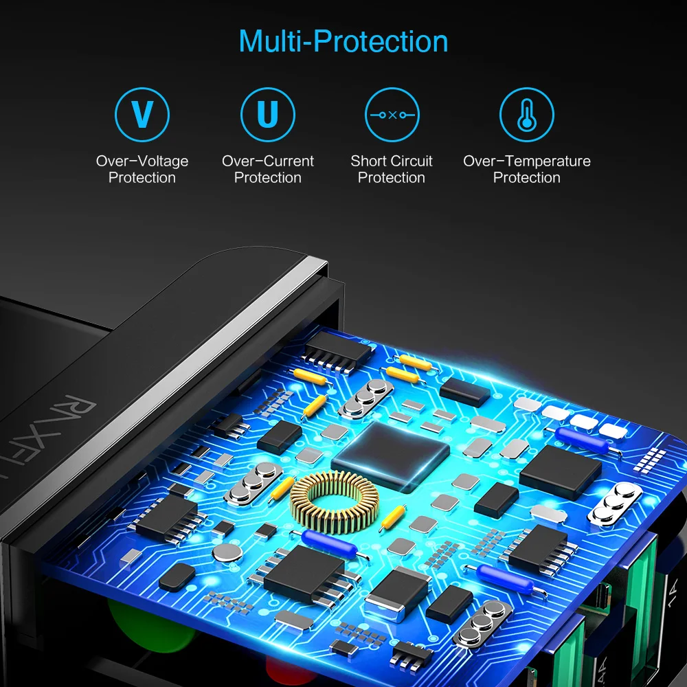 USB raxfly двойное зарядное устройство для Xiaomi Redmi Note 7 Зарядка путешествий iPhone X XS Max