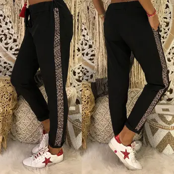 

Women Ladies Leopard Print Casual Long Pant Elastic High Waist Long Pants Ladies Pencil Pant Trousers
