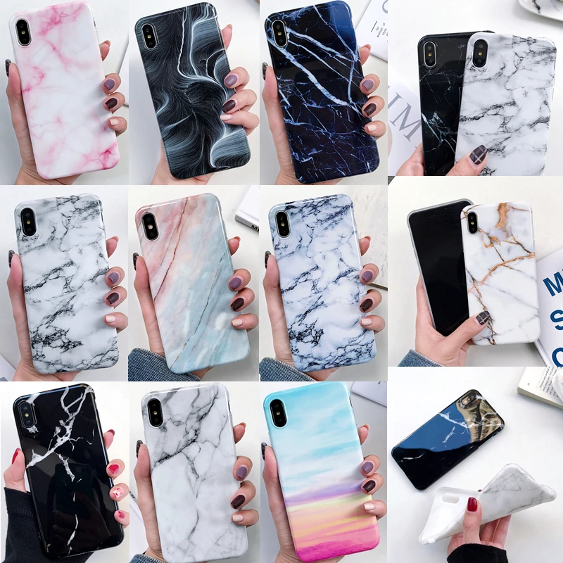 

3CPizai Luxury Marble Glossy Soft Phone Cases For iPhone Xs Max X Cases 6s 7 8 Plus