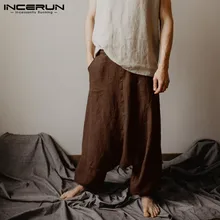 Брюки мужские штаны-шаровары для йоги унисекс хлопковые мешковатые широкие брюки с эластичной резинкой на талии мужские панталоны для танцев Hombre размера плюс