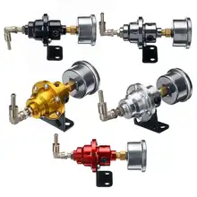 6 цветов Универсальный Регулируемый Алюминиевый Регулятор давления топлива с манометром комплект черный титан Красный Золотой Серебряный Синий