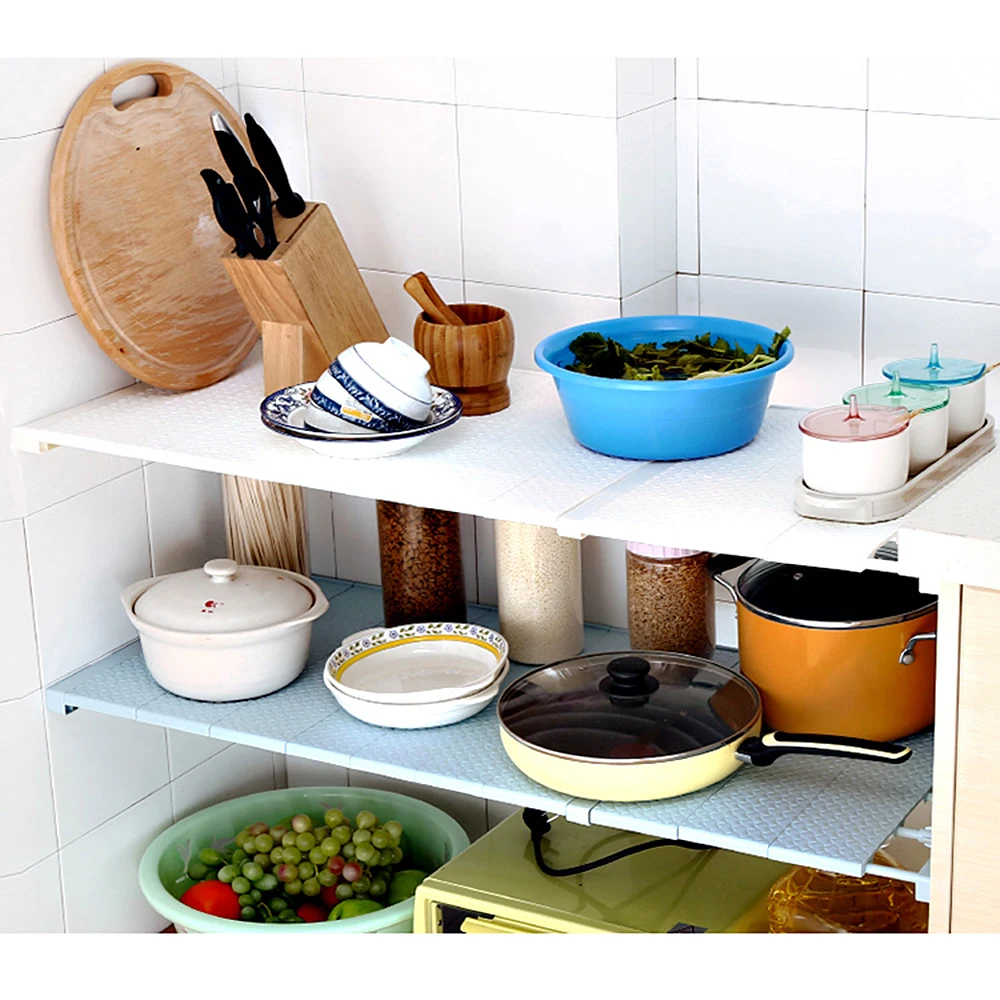 Kitchen Rack Space Saving Organizer Shelves Cabinet Holders Home Storage Adjustable Closet Storage Shelf Wardrobe Decorative