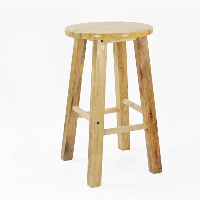 

Simple Style Wooden Bar Chair Commercial Dining Stool Multifunction High Round Stool Reinforce Step Stool Retro Dressing Seat