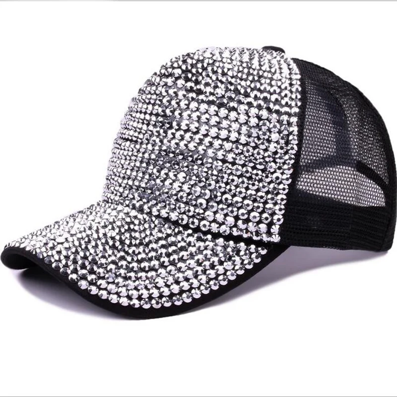 الراين لؤلؤ فاخر الترتر قبعة بيسبول للنساء الصيف القطن قبعة الفتيات سنببك الهيب هوب قبعة Gorras Casquette العظام