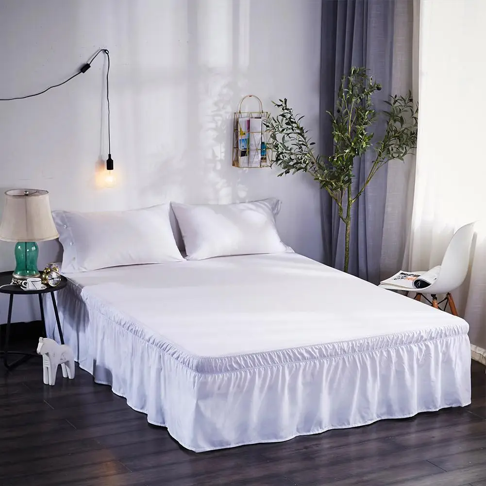 

Adeeing Simple Solid Color Elastic Trimmed Ruffle Bed Skirt