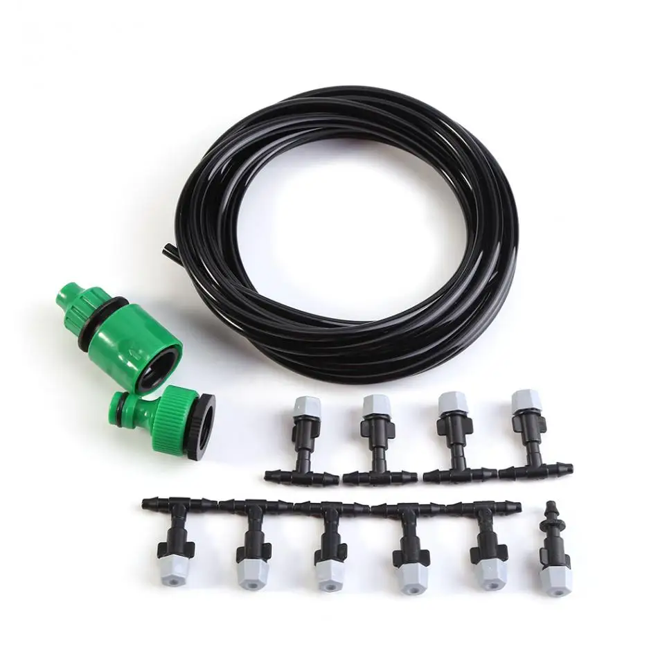 

15M/10M/5M Water Irrigation Misting Cooling System Hose Sprinkler Nozzle Garden Dripper Connector Irrigation Set 2018