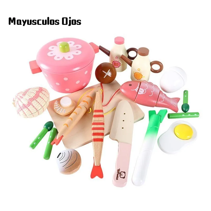 

Wooden Magnetic Seafood Cut To See Magnetic Cutler Seafood Vegetables Cut Children's Hot Pot Toys