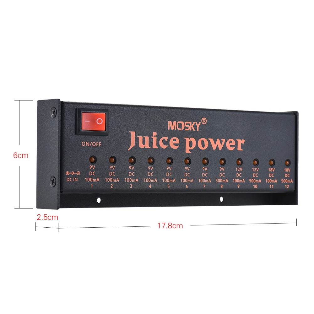 MOSKY JUICE POWER Guitar Effect Pedal Power Supply Station 12 Isolated DC Outputs for 9V 12V 18V Guitar Pedal Low-powe