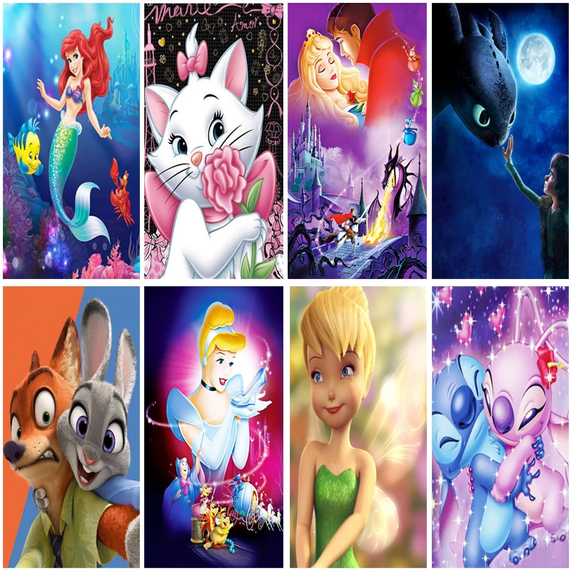 

Diy Full Diamond Painting Cross Stitch kit Cartoon Picture collection Round Diamond Embroidery mosaic pattern kids Gifts