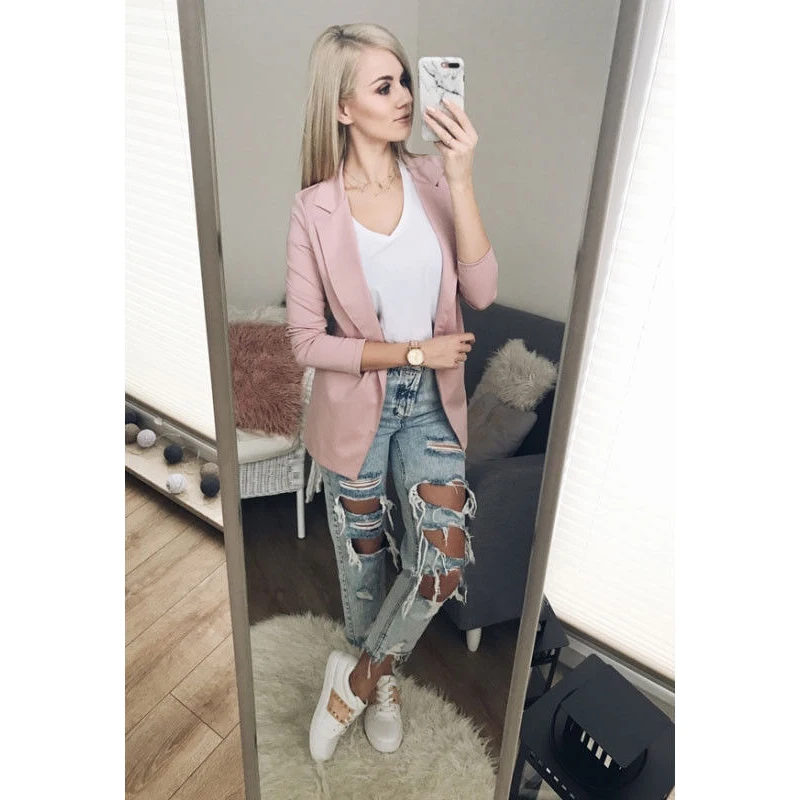 New  Women Clothes small Suit Elegant Simple Office Suit  Long Sleeve Top Casual Cardigan Outwear Formal Slim Coat Jacket