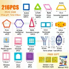 216PCS Mini Magnetic Designer Construction Set Model & Building Plastic Magnetic Blocks Educational Toys For Kids Gift 168pcs set 3d diy kids creative educational magnetic building blocks toys triangle square hexagon wheels deluxe super brain set