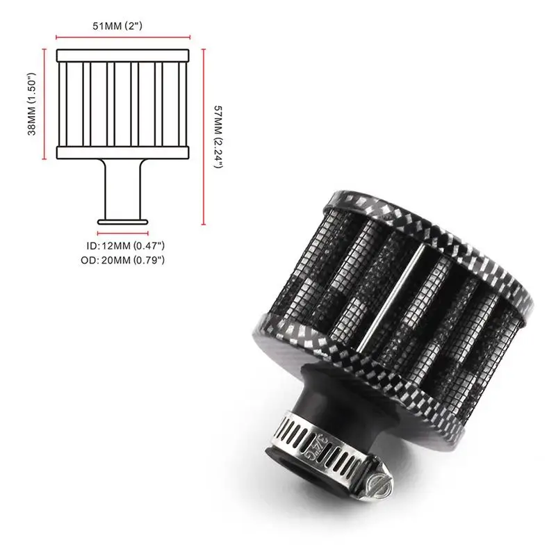 Kit de filtro de admisión de aire frío Universal de 12mm para coche