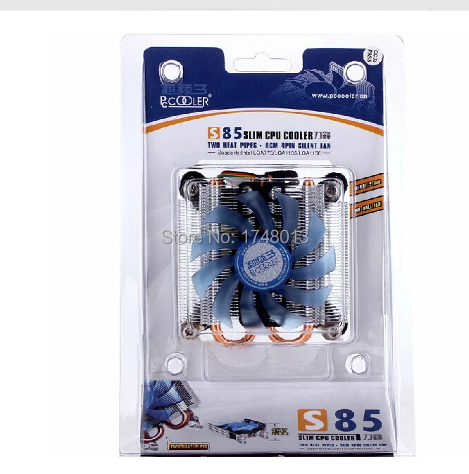 

Free shiping 4pin fan, 2 heatpipe, 27mm height for HTPC mini case, for Intel 775/1155/1156, CPU fan, CPU cooler, PcCooler S85