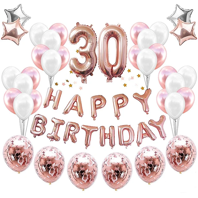 30 Birthday Party Decorations Rose Gold 30 Years Confetti Balloon  Tablecloth 30th Birthday Woman Man Deco Anniversaire - AliExpress