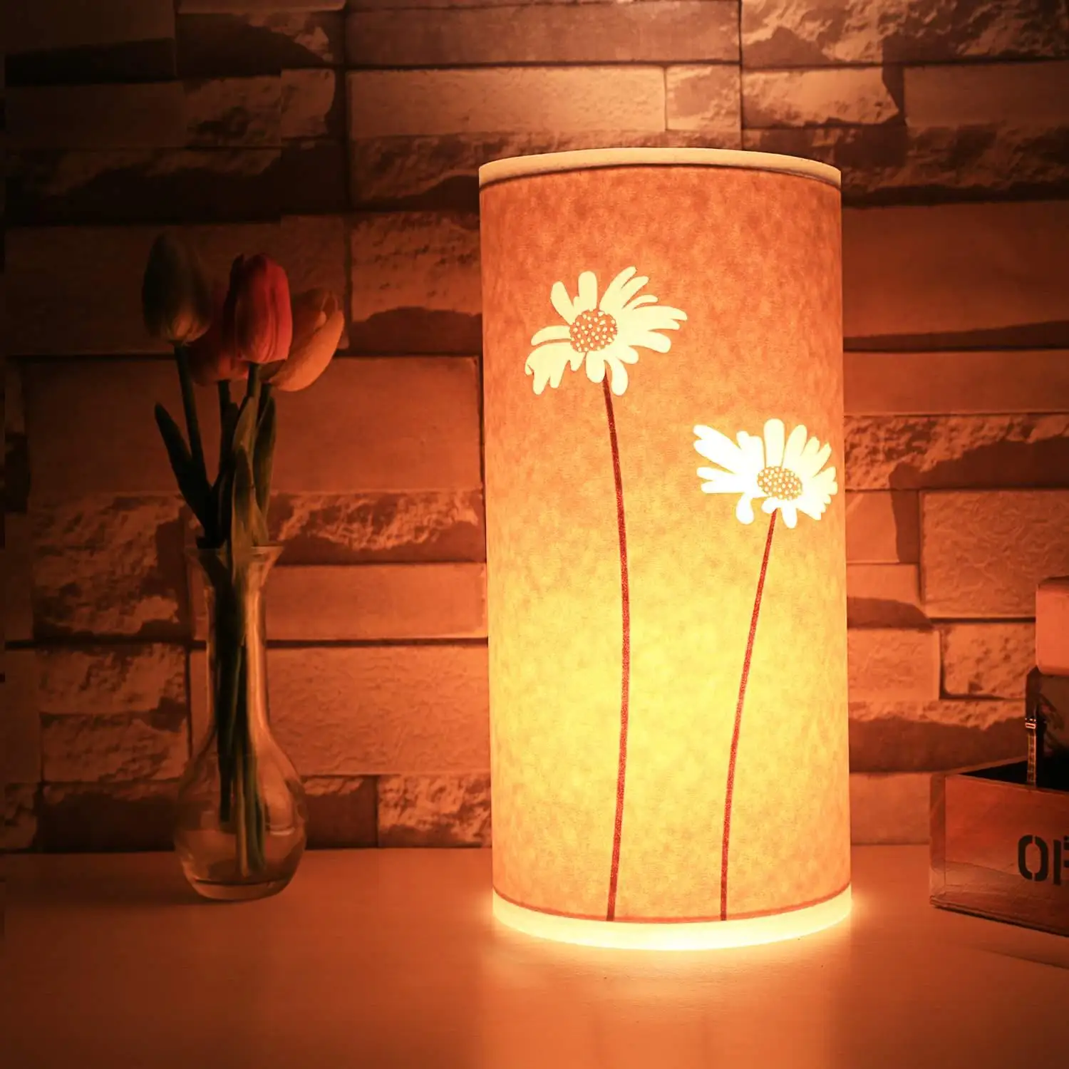 

Modern Fashion Floral Shade Bedroom Bedside Table Dcor Lamp 1 x US Plug Night Socket Power Supply Lights