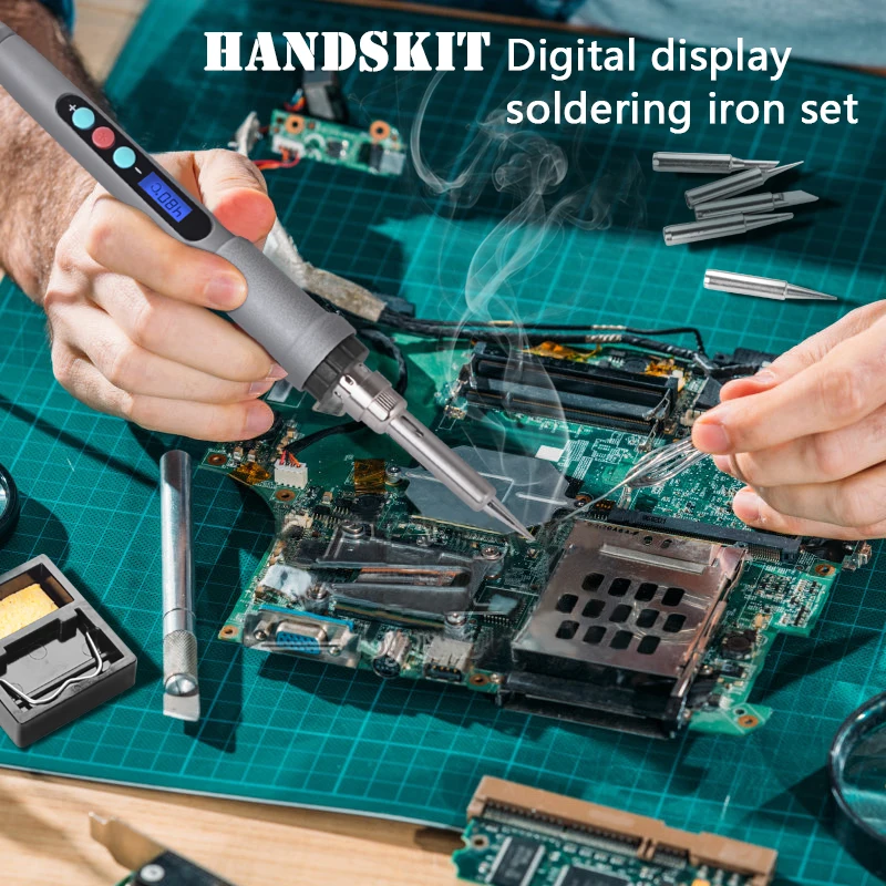 Цифровой паяльник Handskit 90 Вт 220 В Электрический с зачисткой проводов + 5 шт.