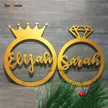 Персонализированные Индивидуальные имена Свадебные висящие знаки реквизит для фотографий деревянная Свадебная декорация для стула знак кольца Photo Booth Декор