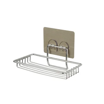 

1PC Soap Dish Holder Self Adhesive Wall Mounted Stainless Steel Sponge Soap Holder Storage Rack for Home Kitchen Bathroom