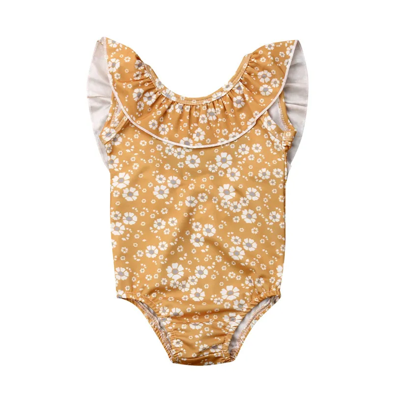 

New Toddler Infant Baby Girls Summer Flower Swimsuit One-piece Ruffle Swimwear Bathing Suit Beachwear 1 to 6Y