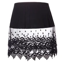 Женские Нижняя юбка пикантные элегантные chic Sheer кружево отделкой район лоскутное дамы Extender половина Slip мини юбка праздничная одежда
