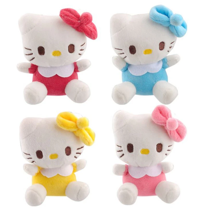 1 Pc Cute Hello Kitty Plush Pendant Cartoon Animal Cat KT Plush Toy Doll Small Pendant Ornaments Birthday Gift