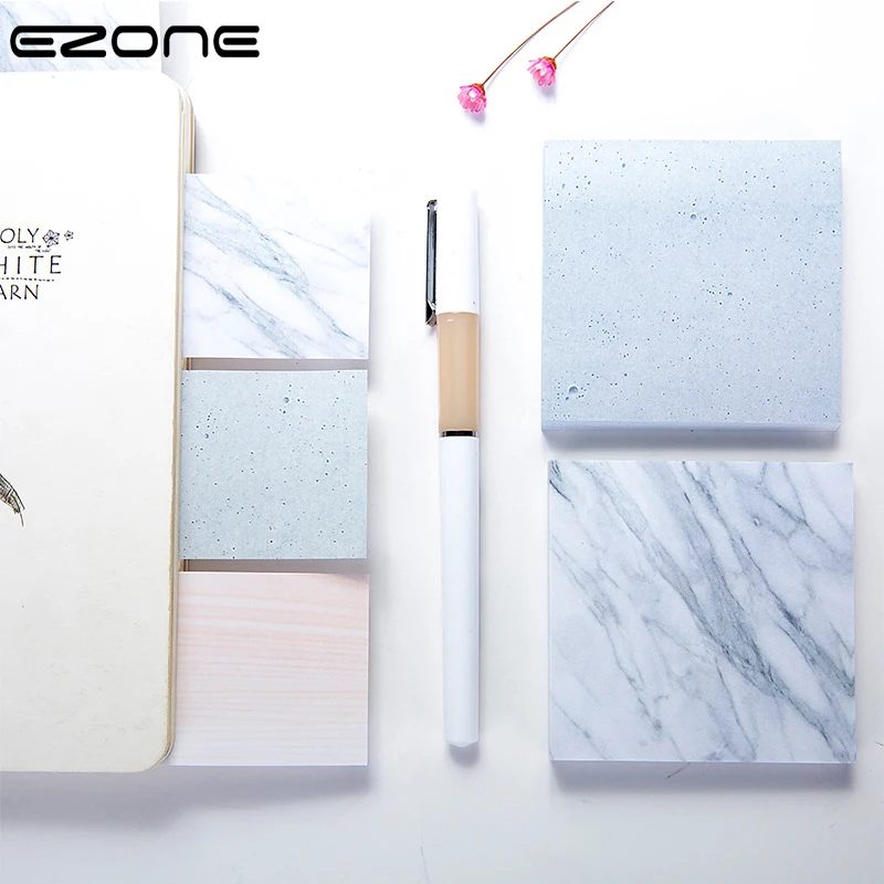 

EZONE Marble Pattern Sticky Note Creative Style Memo Pad Gradient Adhesive Square Paper Bookmark Stationery School Office Supply