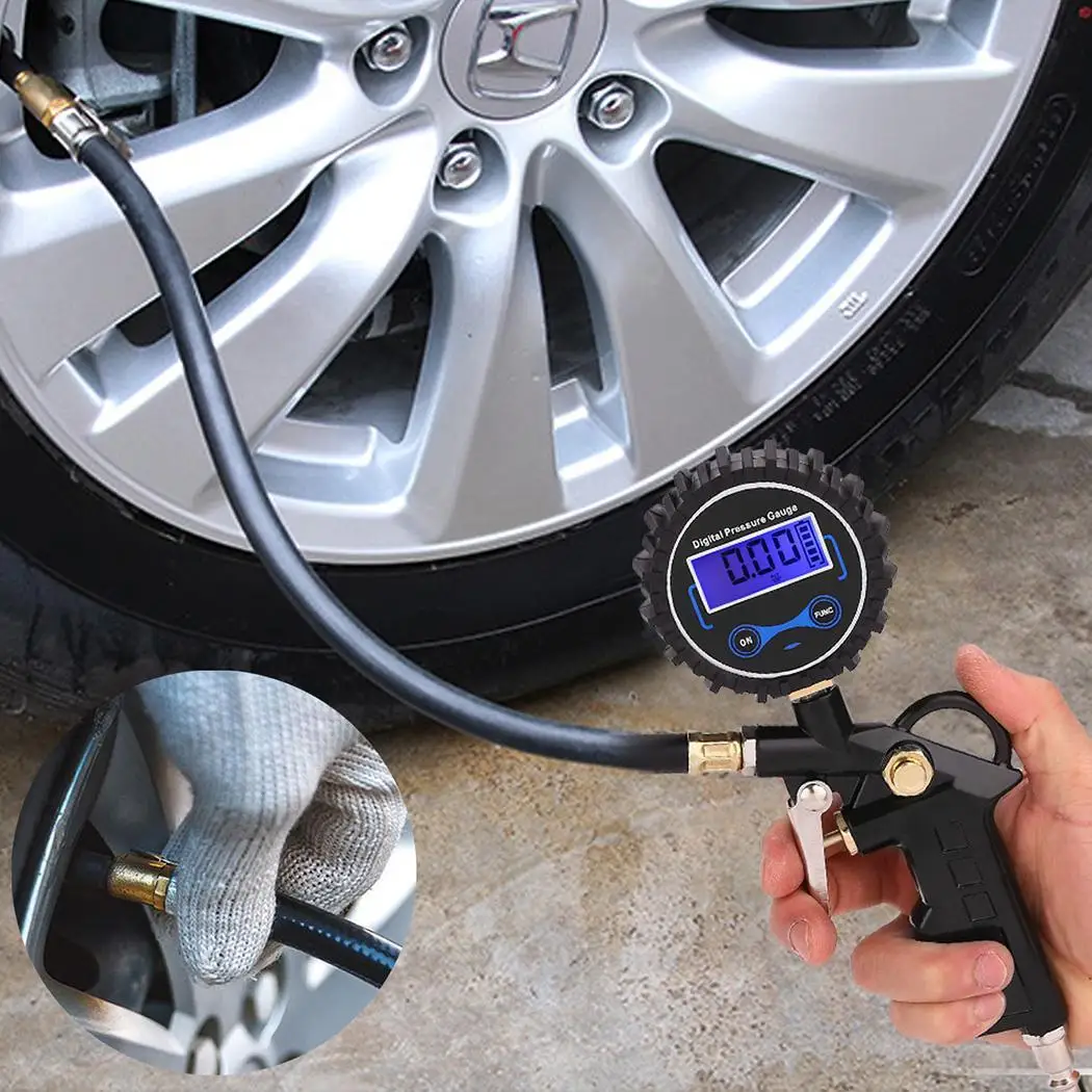 

2 Dial Inflator Tester Truck Car Meter Digital Air Black LCD included battery AAA Vehicle not Pressure x Tire Gauge