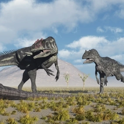 Аллозавр динозавры приближаются к тушке мертвых Diplodocus плакат печать (21x9) | Дом и