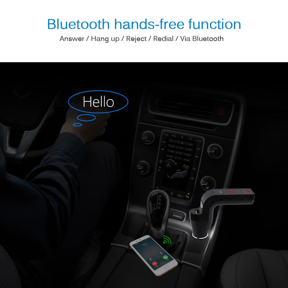 Bluetooth Беспроводной автомобиля MP3 аудио плеер без использования рук, fm передатчик музыкальный радиоплеер с ЖК-дисплей Дисплей