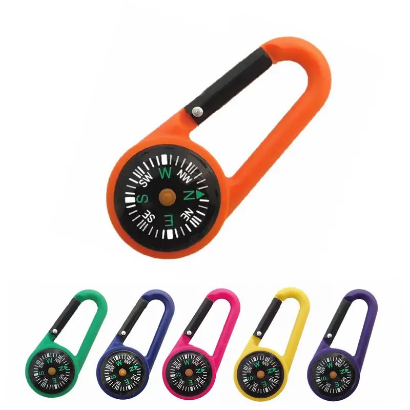 

1pc Keychain Multifunctional Hiking Carabiner Mini Compass Outdoor Sport Camping Buckle Random Color