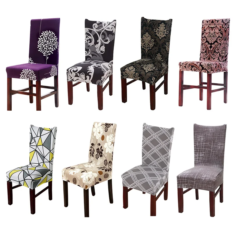 

Spandex Printing Dining Chair Slipcover Modern Removable Anti-dirty Kitchen Seat Case Stretch Chair Cover for Weddings Party