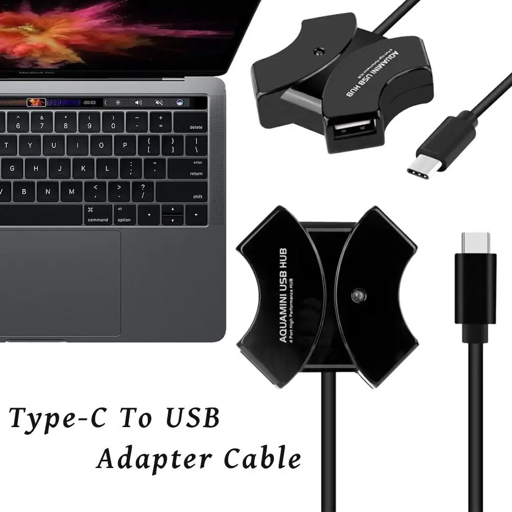 Четыре порта usb type-C конвертер type-C для USB адаптер usb-кабель разъем USB концентратор со светом