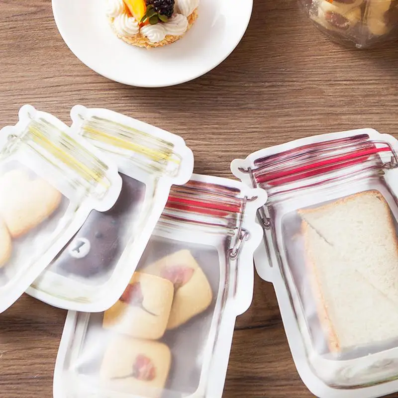 Многоразовый силикон ziplock Сумки бытовой Уплотнённый прозрачный еда Закуски влагостойкая свежая сумка для хранения# 4O